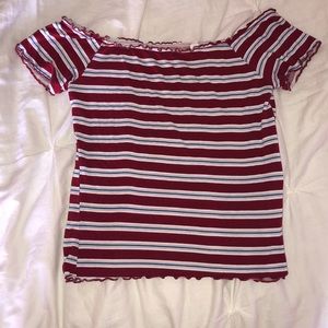 stripped off the shoulder shirt